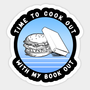 Time to Cook Out With My Book Out Retro Blue Summer Sticker